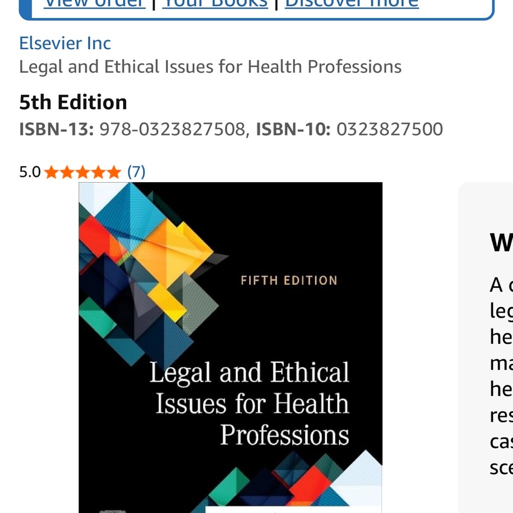Legal and Ethical Issues for Health Professions Book